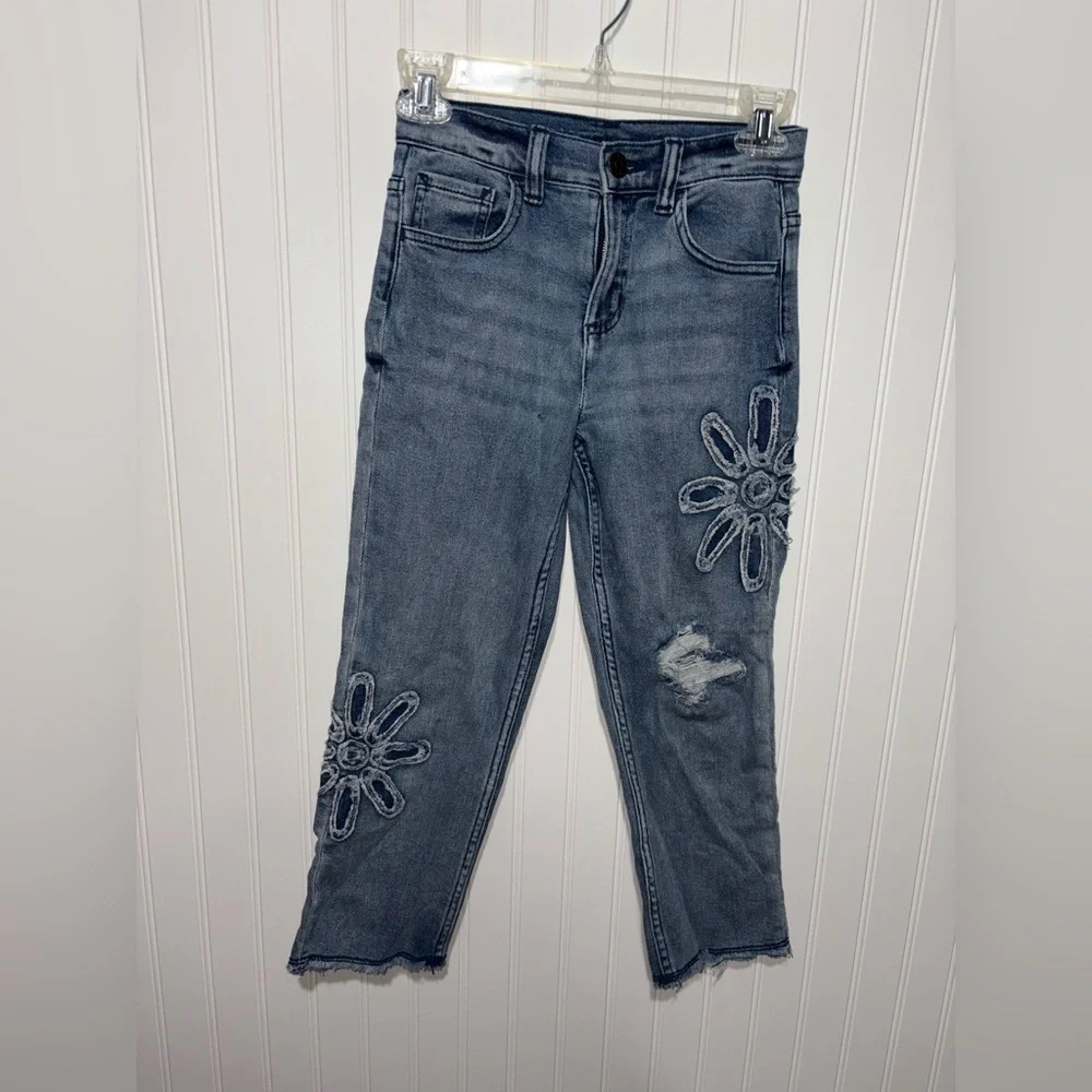 Justice Jeans with Floral Embroidery|Size 10